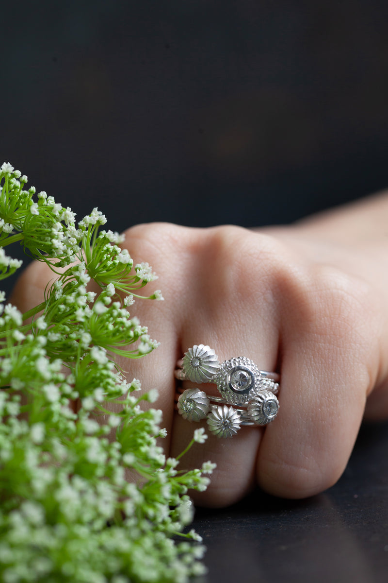 Five Cubic Zircona Pollen Stacking Ring Set