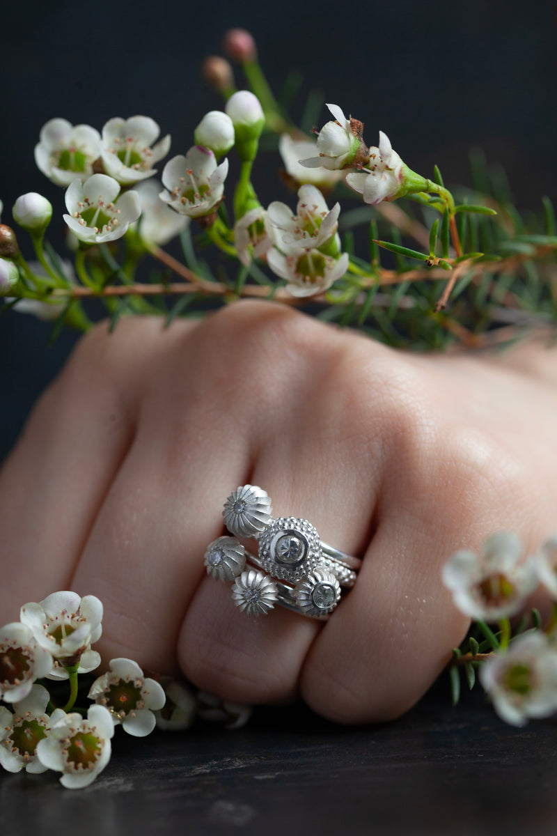 Five Diamond Pollen Stacking Ring Set