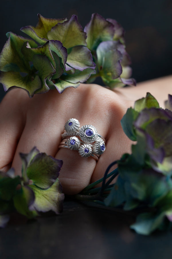 Five Tanzanite Pollen Stacking Ring Set