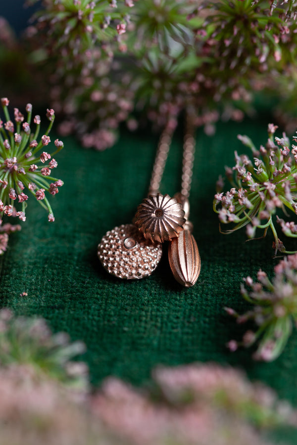 Three Pollen Charm Cluster Pendant Necklace