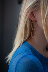 Double Oval Bobbled Hoop Drop Earrings